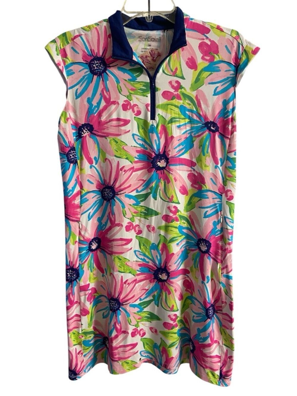SanSoleil multicolor printed floral Athleisure mini dress Medium(flawed)